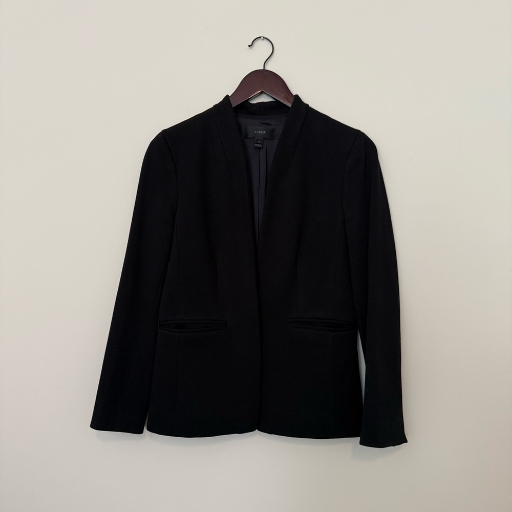 J Crew women’s Black Tailored Collarless Blazer with Notched Lapels Size 4